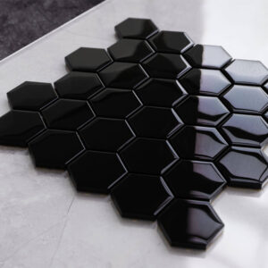 Heksagon mozaika szklana czarna nero B