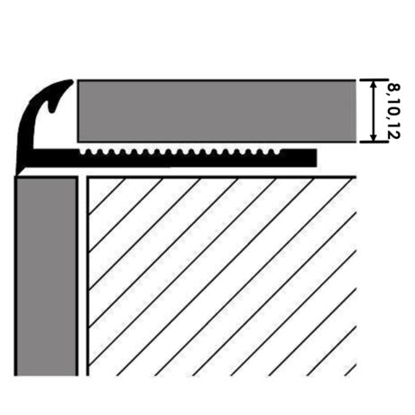 Listwa półokrągła narożna aluminium polerowane ALR rysunek techniczny