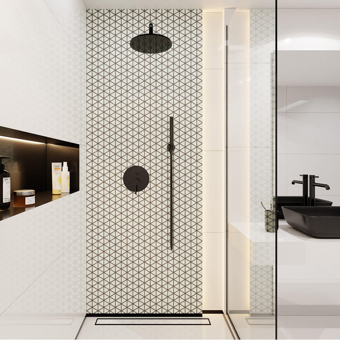 MOZAIKA CERAMICZNA TRIANGLE BLANKET SOFT CREMA BIAŁA aranzacja lazienki