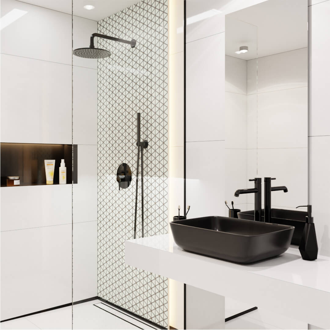 MOZAIKA CERAMICZNA TRIANGLE BLANKET SOFT CREMA BIAŁA lazienki