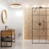 Mozaika gresowa chevron romb cypress drewnopodobna aranżacja łazienki