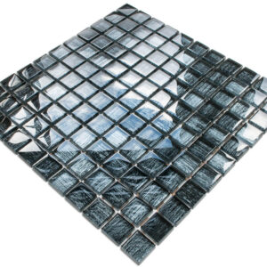 Mozaika szklana aluminium jeans czarna srebrna 30×30 cm
