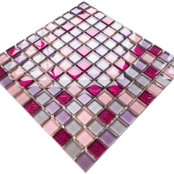 Mozaika szklana barbie różowa wrzos praline lila brokat 30×30 cm 8 mm