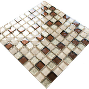 Mozaika szklana beż brąz brokat mix 30x30 cm