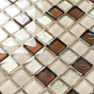 Mozaika szklana beż brąz brokat mix 30x30 cm B