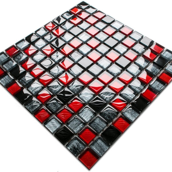 Mozaika szklana karmazyn nero aluminium jeans 30×30 cm 8 mm