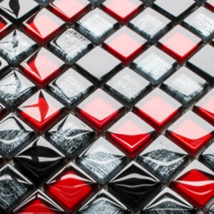 Mozaika szklana karmazyn nero aluminium jeans 30×30 cm 8 mm B
