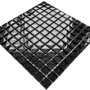 Mozaika szklana nero brokat srebrny 30x30 cm 8 mm