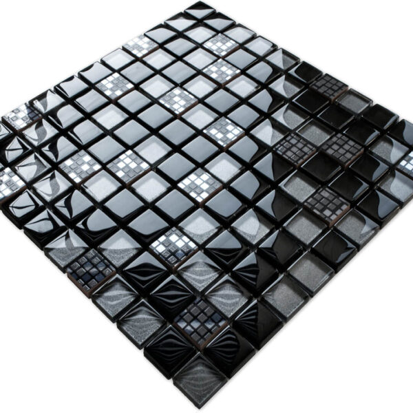 Mozaika szklana nero czarna grafit pixel 30×30 cm 8 mm