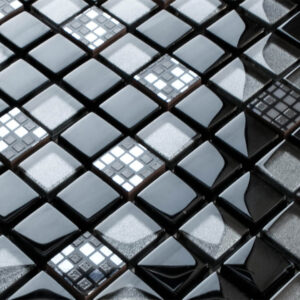 Mozaika szklana nero czarna grafit pixel 30×30 cm 8 mm B