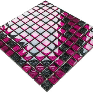 Mozaika szklana nero czarna lila brokat 30x30 cm 8 mm