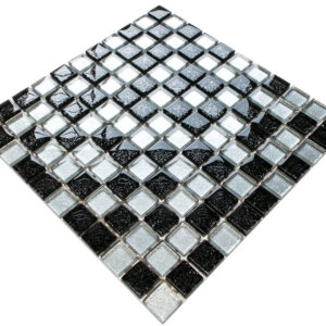 Mozaika szklana spotlight nero silver brokat 30×30 cm 8 mm