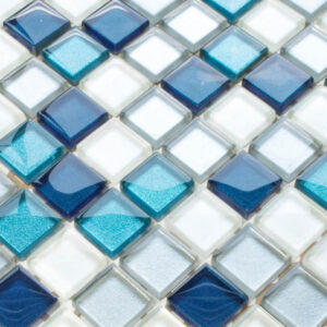 Mozaika szklana waterfall niebieska azzuro kobalt perła silver 30x30 cm 8 mm B