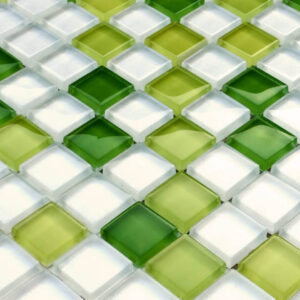 Mozaika szklana zielona zefir perła biała mix B