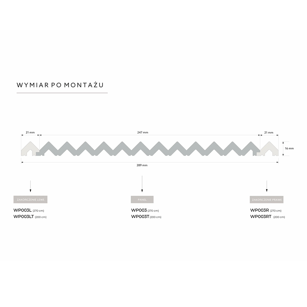 Zakończenie panela ściennego WP003 Rysunek techniczny 2