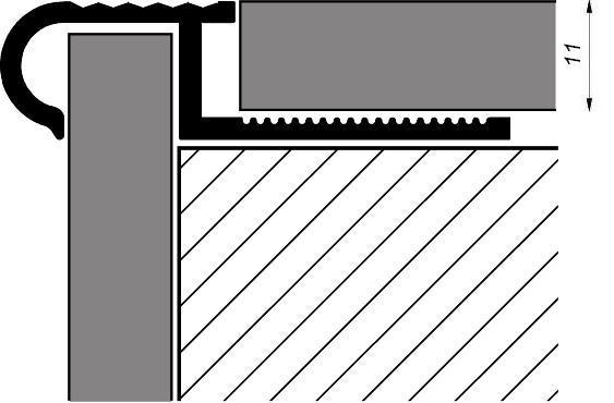srebrny profil schodowy z aliminium anodowanego rysunek techniczny