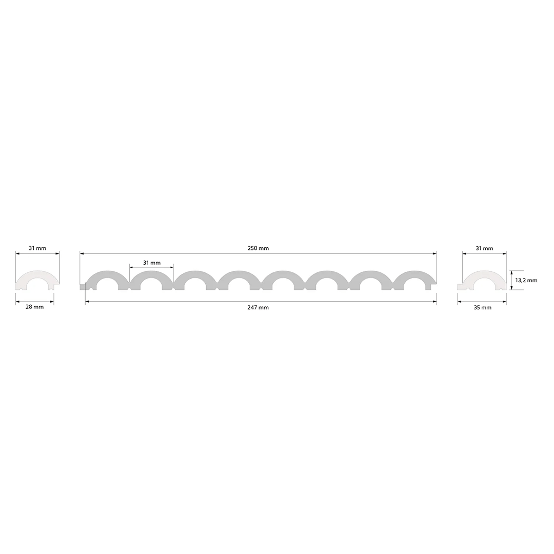 Zakończenie panela ściennego WP001 Rysunek techniczny 2