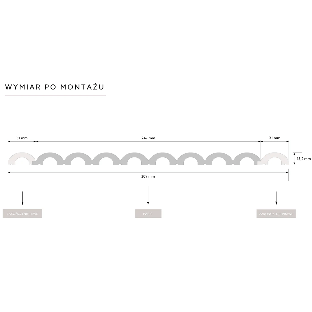 Zakończenie panela ściennego WP001 Rysunek techniczny
